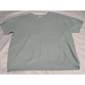 Nine West Jeans Sweater Top  XL Mint Green Excellent Honeycomb Knit Short Slv